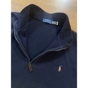 Polo Ralph Lauren Quarter Zip Flesh Pony Pullover Sweater Men 2XB Navy Blue